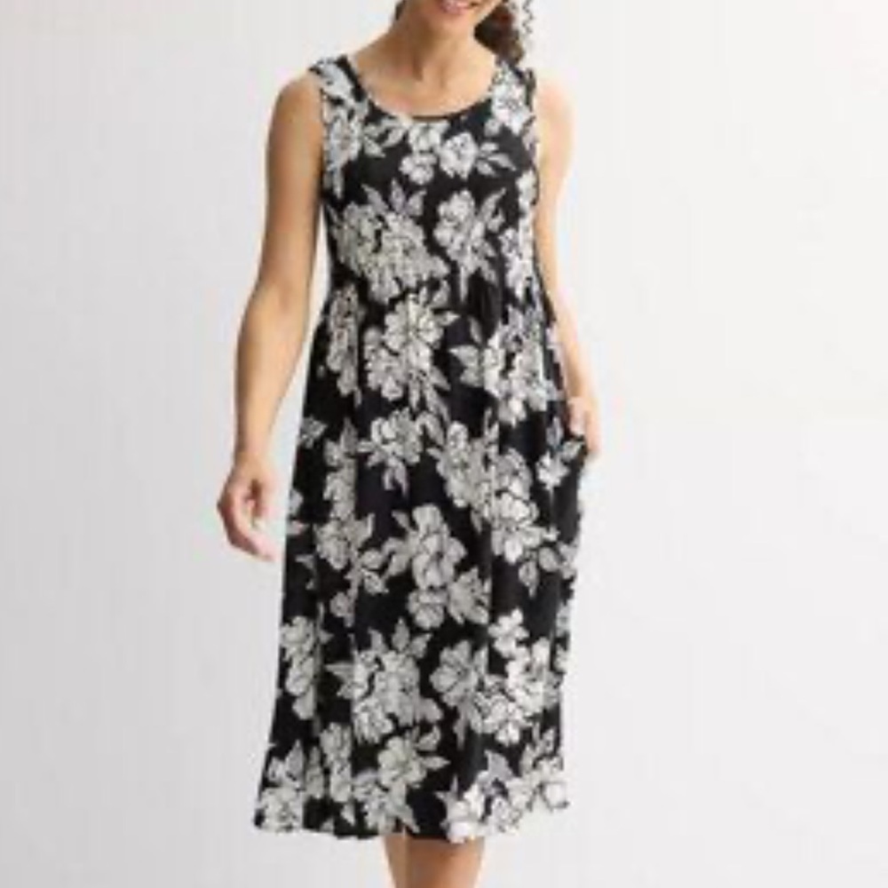 Floral Black and White Sleeveless Dress size 1X